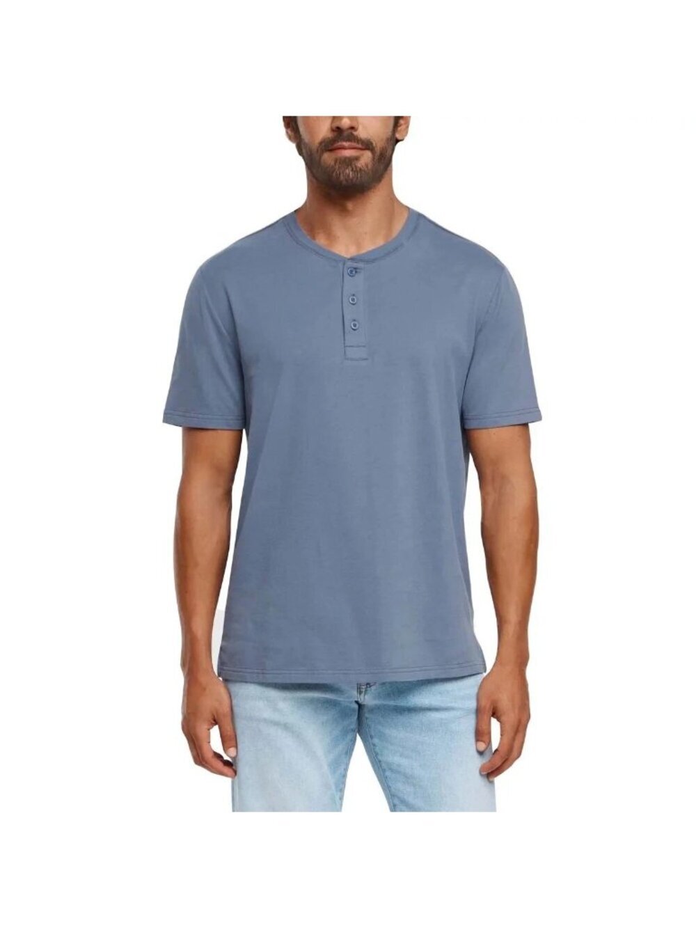 NWT Gap Men's XL Short Sleeve Henley T-Shirt Blue 100% Cotton Casual Lightweight